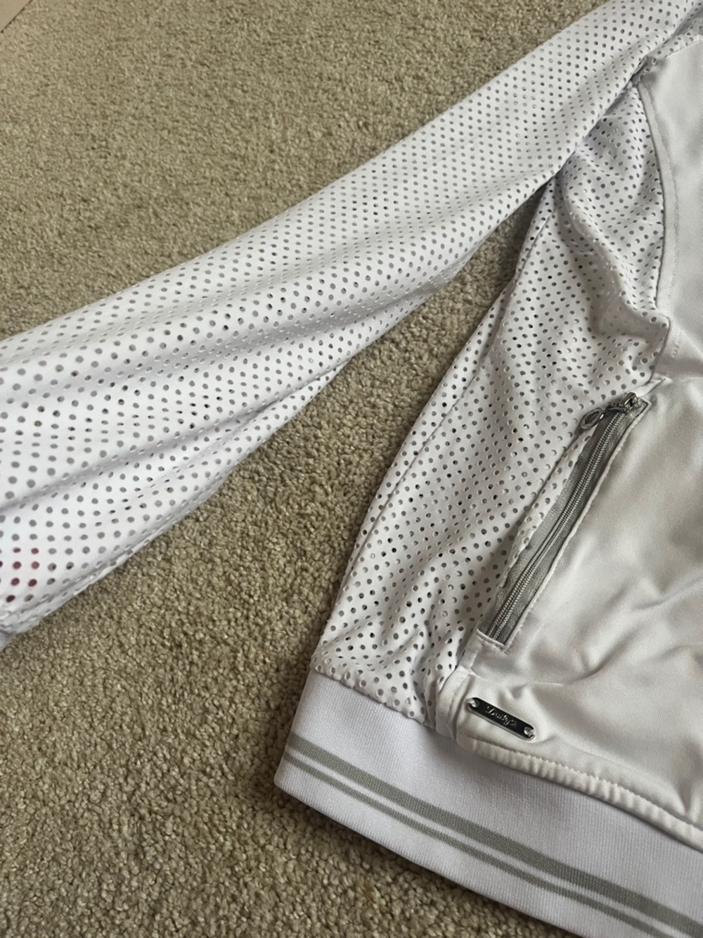 Daily Practice | Women’s White Perforated Jacket - Lightweight Zip Front - Picture 2 of 3